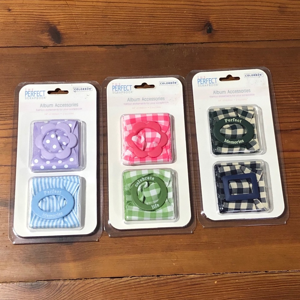 The Perfect Scrapbook ribbons. 3 sets of two.